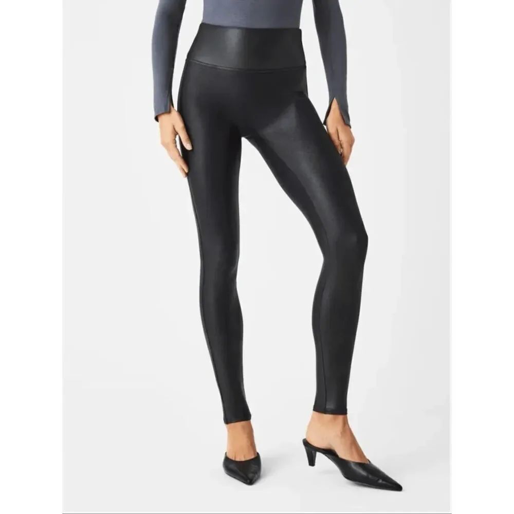 Spanx Women’s Size Small Black Faux Leather Ankle Leggings NWOT